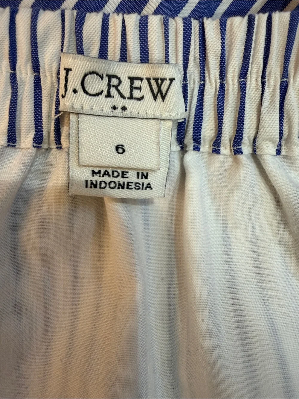 J Crew Striped Fit & Flare Blue/White Ruffle Hem Women's Skirt, 6 Nautical Chic